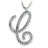 OT116 - Rhodium Brass Pendant with Top Grade Crystal in Clear - Alamode - Flyclothing LLC