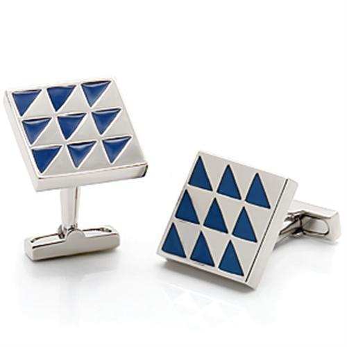 LO1191 - Rhodium Brass Cufflink with Epoxy in Montana - Alamode - Flyclothing LLC