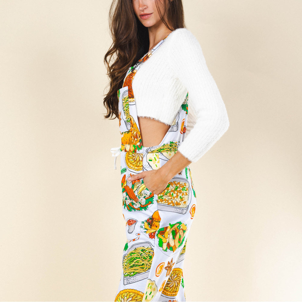 The Spread | White Thanksgiving Women's Pajamaralls® - Shinesty - Flyclothing LLC