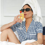 The Mad for Plaid | Navy Gingham SleepDeep™ Button Down Short Pajama Set - Shinesty - Flyclothing LLC