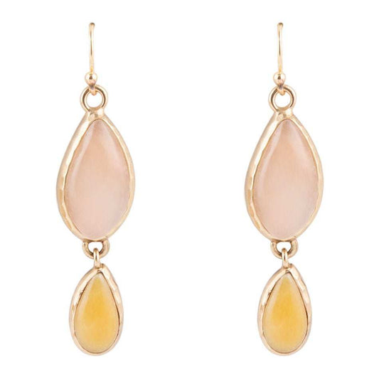 Peach Aventurine and Yellow Jade Drop Earrings - Barse Jewelry - Flyclothing LLC