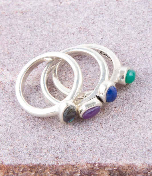 Peacock Colorful Multi-Stone and Sterling Silver Ring Set - Barse Jewelry - Flyclothing LLC