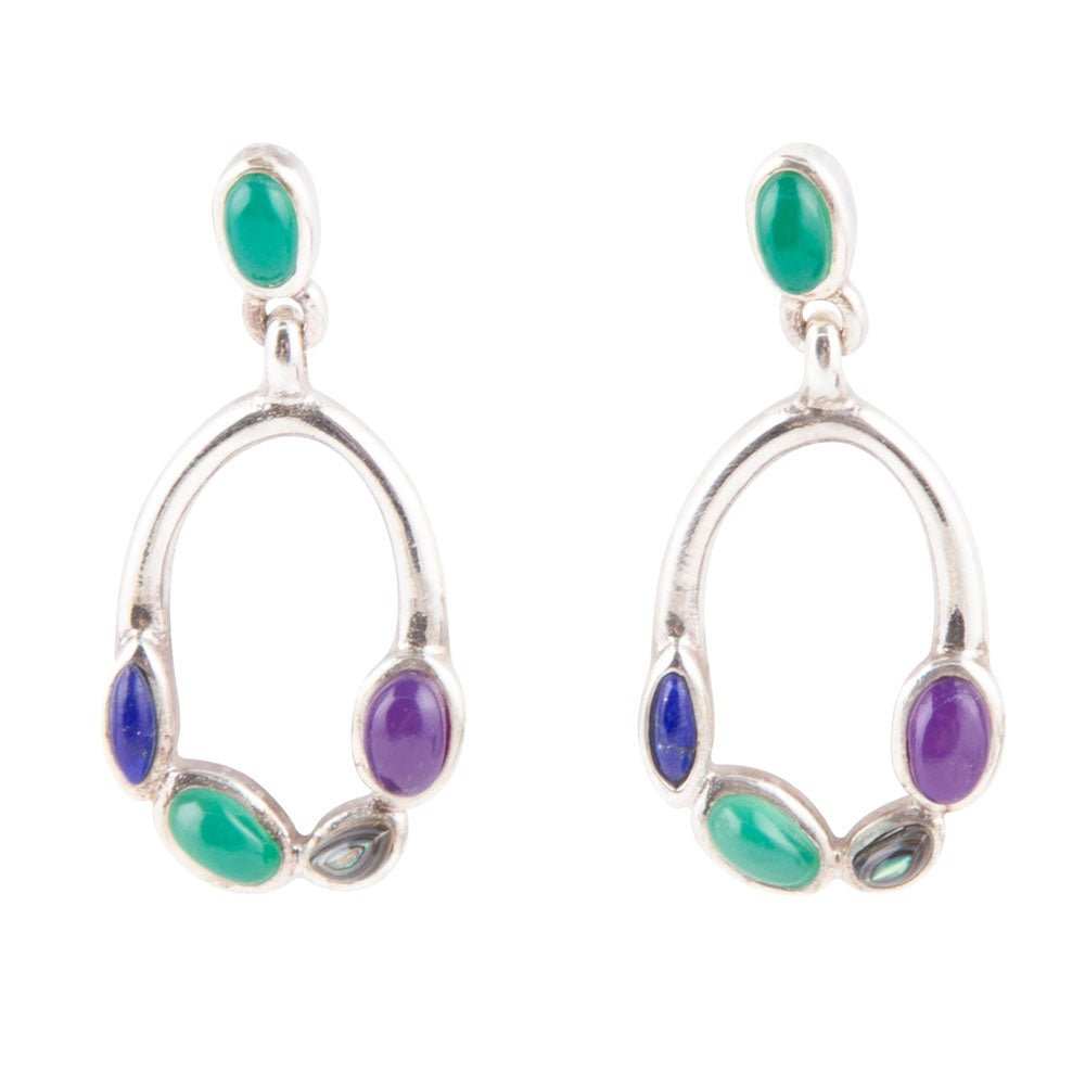 Peacock Multi-Stone Sterling Silver Earrings - Barse Jewelry - Flyclothing LLC