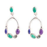 Peacock Multi-Stone Sterling Silver Earrings - Barse Jewelry - Flyclothing LLC