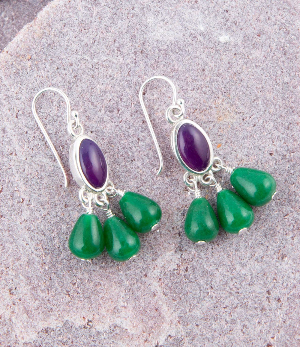 Peacock Purple Agate Drop Earrings - Barse Jewelry - Flyclothing LLC