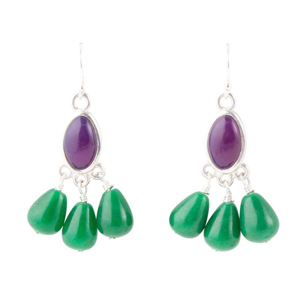 Peacock Purple Agate Drop Earrings - Barse Jewelry - Flyclothing LLC