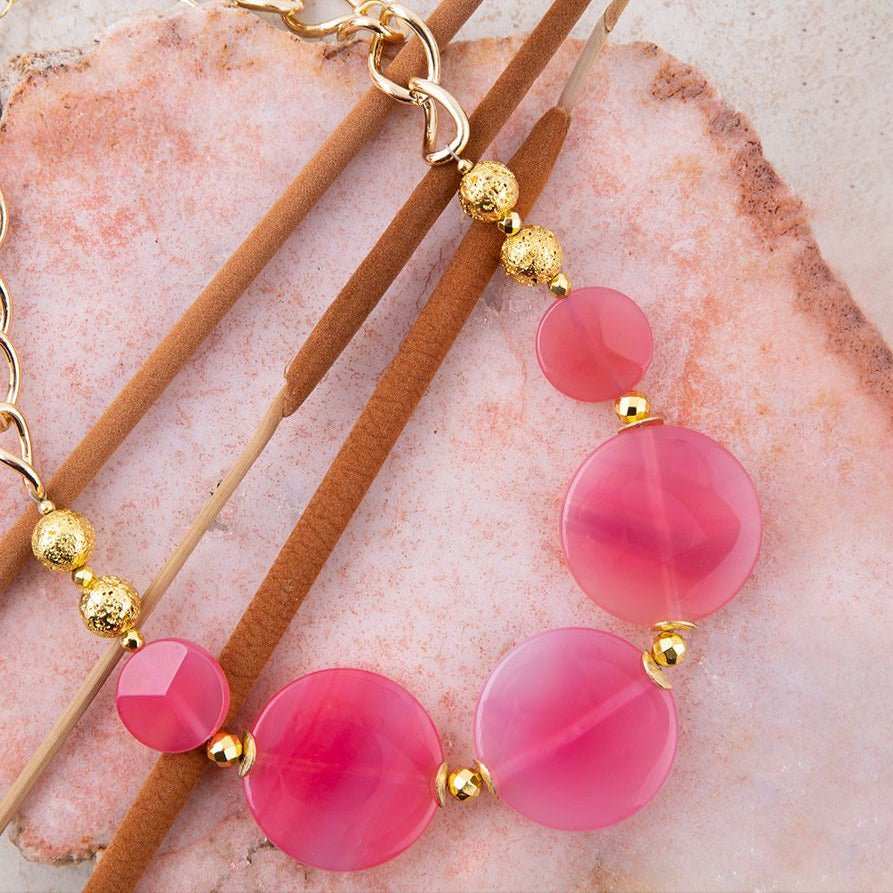 Peony Fuchsia Pink Agate Statement Necklace - Barse Jewelry - Flyclothing LLC