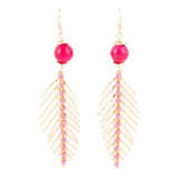 Peony Fuchsia Pink Jade Feather Drop Earrings - Barse Jewelry - Flyclothing LLC