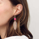 Peony Fuchsia Pink Jade Feather Drop Earrings - Barse Jewelry - Flyclothing LLC