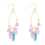 Purple Periwinkle Amethyst and Blue Magnesite Golden Chandelier Earrings - Barse Jewelry - Flyclothing LLC