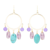 Purple Periwinkle Amethyst and Blue Magnesite Golden Chandelier Earrings - Barse Jewelry - Flyclothing LLC