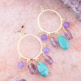 Purple Periwinkle Amethyst and Blue Magnesite Golden Chandelier Earrings - Barse Jewelry - Flyclothing LLC