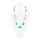 Purple Periwinkle Amethyst and Blue Turquoise Long Golden Necklace - Barse Jewelry - Flyclothing LLC