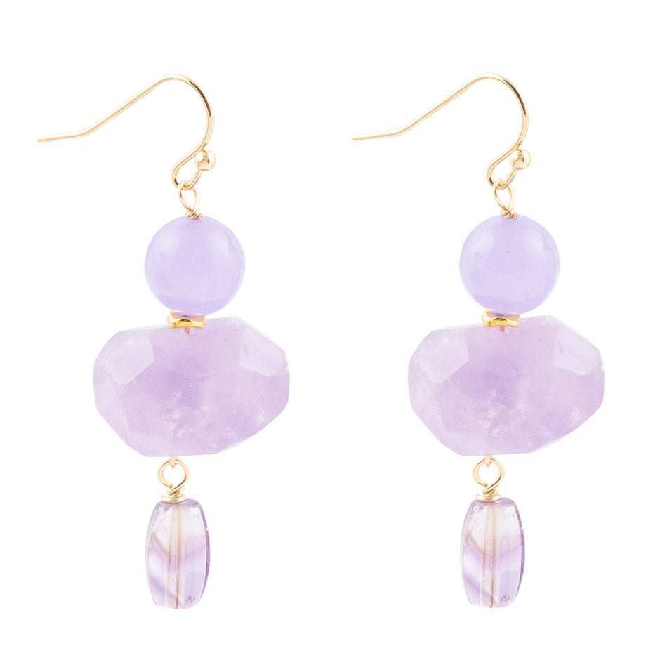 Purple Periwinkle Amethyst Golden Drop Earrings - Barse Jewelry - Flyclothing LLC