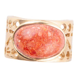 Pharoah Orange Sponge Coral and Golden Bronze Ring - Barse Jewelry - Flyclothing LLC