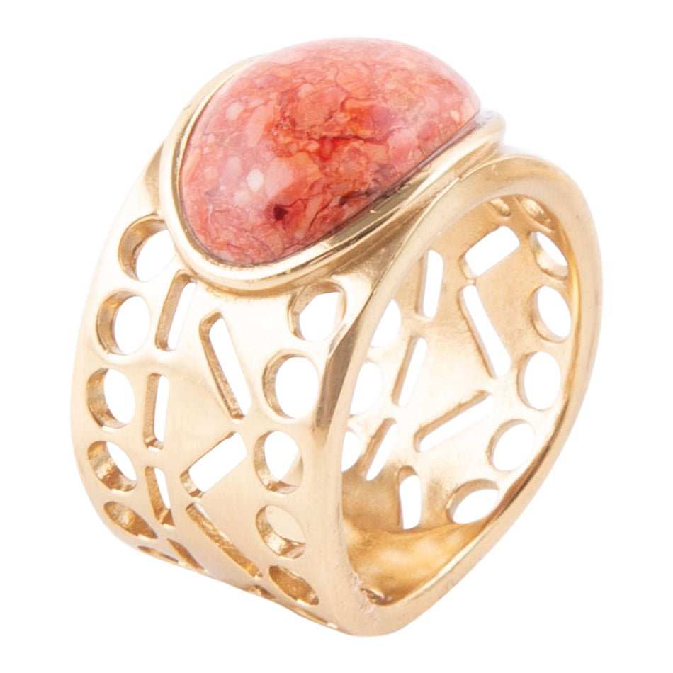 Pharoah Orange Sponge Coral and Golden Bronze Ring - Barse Jewelry - Flyclothing LLC