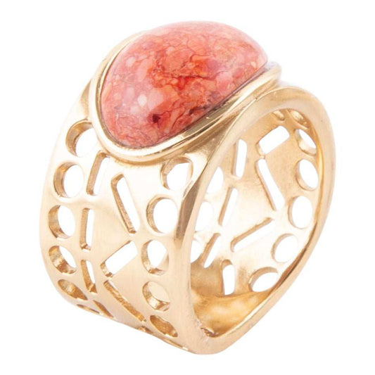 Pharoah Orange Sponge Coral and Golden Bronze Ring - Barse Jewelry - Flyclothing LLC