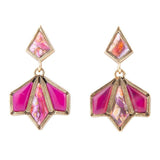 Pink Agate and Shell Matrix Golden Statement Earrings - Barse Jewelry - Flyclothing LLC