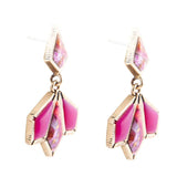 Pink Agate and Shell Matrix Golden Statement Earrings - Barse Jewelry - Flyclothing LLC