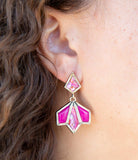 Pink Agate and Shell Matrix Golden Statement Earrings - Barse Jewelry - Flyclothing LLC