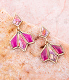 Pink Agate and Shell Matrix Golden Statement Earrings - Barse Jewelry - Flyclothing LLC
