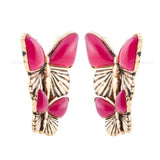Pink Agate Golden Butterflies Post Earrings - Barse Jewelry - Flyclothing LLC