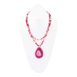 Pink Agate Golden Pendant Necklace - Barse Jewelry - Flyclothing LLC