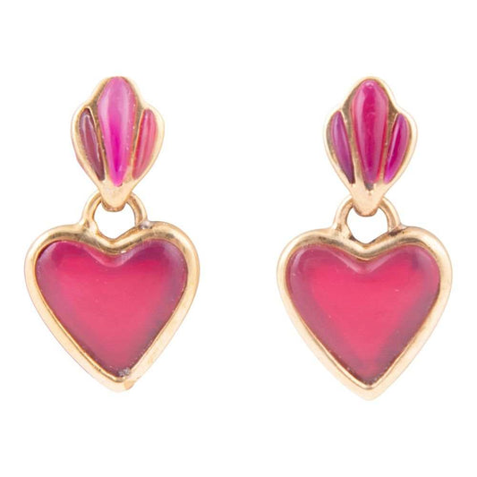 Pink Agate Heart Drop Golden Earrings - Barse Jewelry - Flyclothing LLC