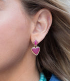 Pink Agate Heart Drop Golden Earrings - Barse Jewelry - Flyclothing LLC