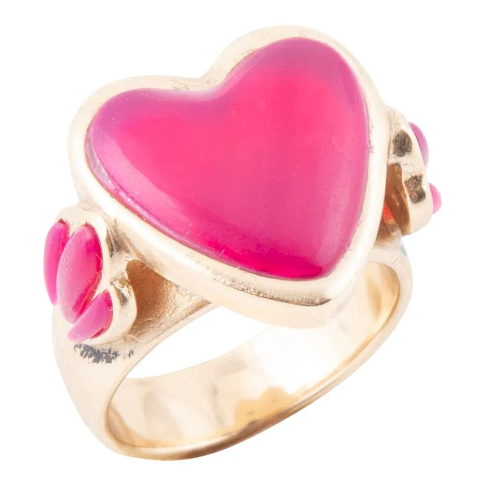 Pink Agate Heart Golden Statement Ring - Barse Jewelry - Flyclothing LLC