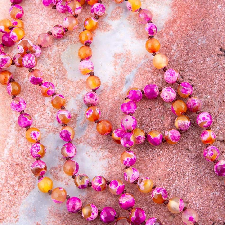 Pink Agate Knotted Long Necklace - Barse Jewelry - Flyclothing LLC