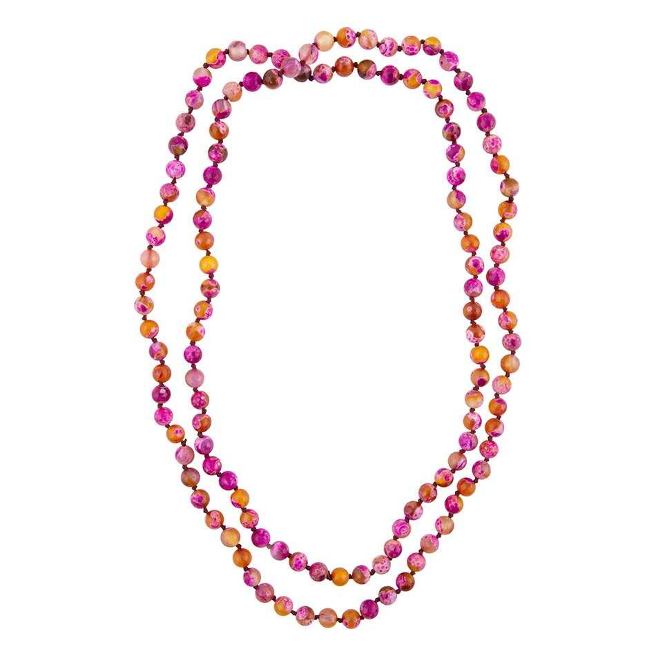 Pink Agate Knotted Long Necklace - Barse Jewelry - Flyclothing LLC
