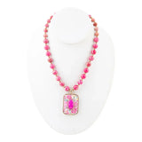 Pink Agate Stacked Stone Floral Pendant Necklace - Barse Jewelry - Flyclothing LLC
