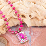 Pink Agate Stacked Stone Floral Pendant Necklace - Barse Jewelry - Flyclothing LLC