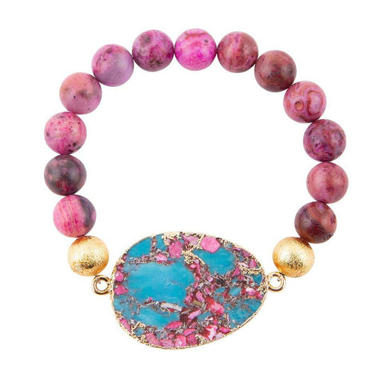 Pink Magenta Dreams Agate Slab Stretch Bracelet - Barse Jewelry - Flyclothing LLC