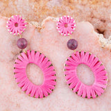 Pink Magenta Dreams Round Golden Earrings - Barse Jewelry - Flyclothing LLC
