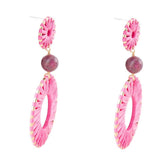 Pink Magenta Dreams Round Golden Earrings - Barse Jewelry - Flyclothing LLC