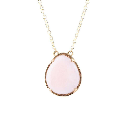 Pink Opal Teardrop Golden Necklace - Barse Jewelry - Flyclothing LLC