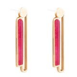 Pink Raspberry Quartz Elongated Golden Post Earrings - Barse Jewelry - Flyclothing LLC