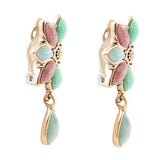 Pink Rhodonite Blue Amazonite and Varacite Petals Golden Clip Earrings - Barse Jewelry - Flyclothing LLC