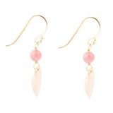Pink Rhodonite and Golden Bronze Heart Charm Earrings - Barse Jewelry - Flyclothing LLC