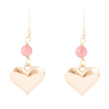 Pink Rhodonite and Golden Bronze Heart Charm Earrings - Barse Jewelry - Flyclothing LLC