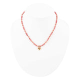 Pink Rhodonite and Golden Bronze Heart Pendant Necklace - Barse Jewelry - Flyclothing LLC