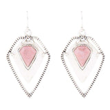 Pink Rhodonite Shield Sterling Silver Drop Earrings - Barse Jewelry - Flyclothing LLC