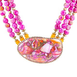 Pink Starburst Shell Statement Golden Necklace - Barse Jewelry - Flyclothing LLC