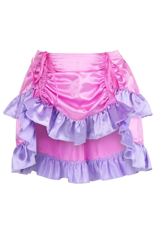 Daisy Corsets Pink/Purple Satin Ruched Bustle Skirt - Daisy Corsets - Flyclothing LLC