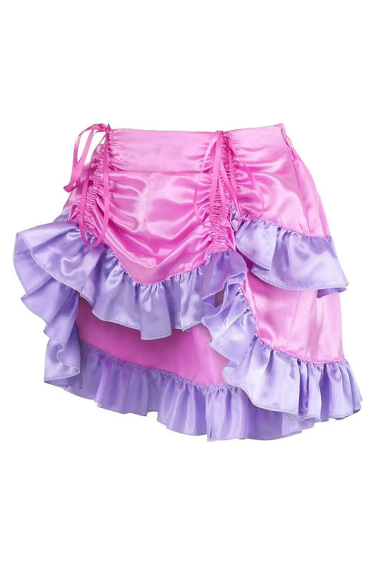Daisy Corsets Pink/Purple Satin Ruched Bustle Skirt - Daisy Corsets - Flyclothing LLC
