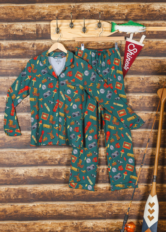 The Cabin Core | Evergreen Cabin SleepDeep™ Women’s Long Sleeve Pajama Set - Shinesty - Flyclothing LLC