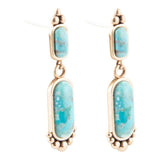 Plateau Blue Turquoise and Golden Earrings - Barse Jewelry - Flyclothing LLC