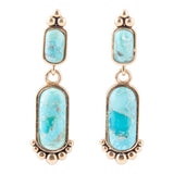 Plateau Blue Turquoise and Golden Earrings - Barse Jewelry - Flyclothing LLC